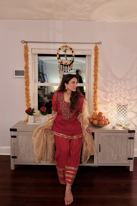 Gulkaar Fuschia Pink Embroidered Kurta Set