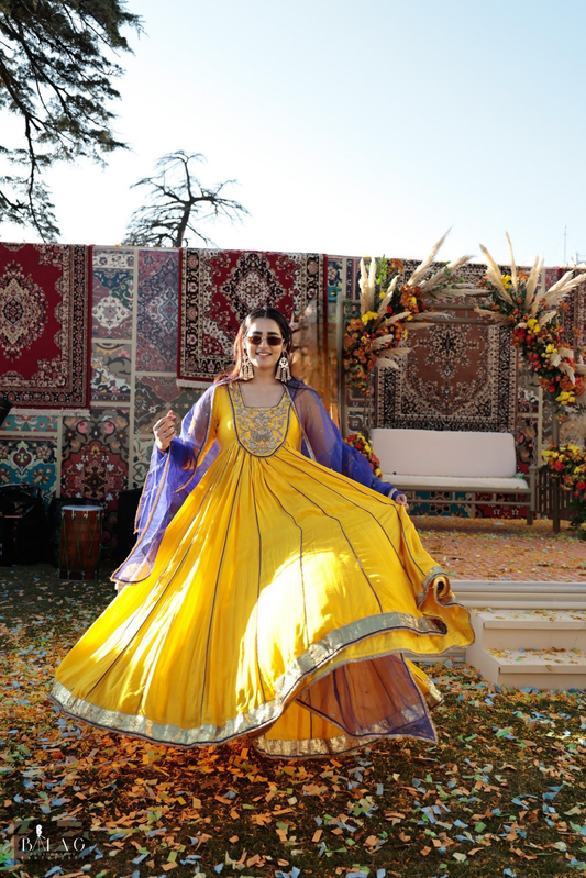 Amaltas Yellow Embroidered Anarkali Set