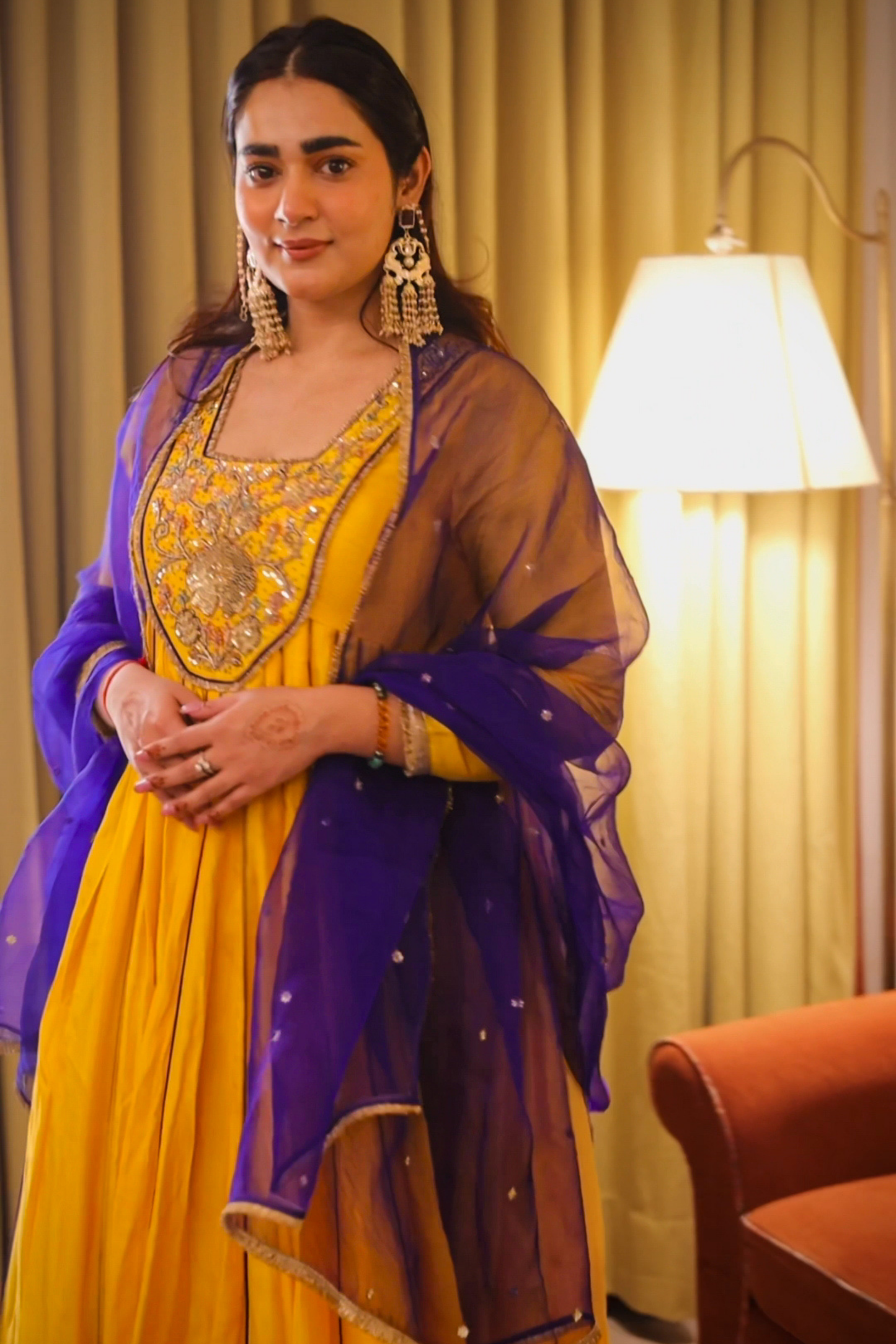 Amaltas Yellow Embroidered Anarkali Set