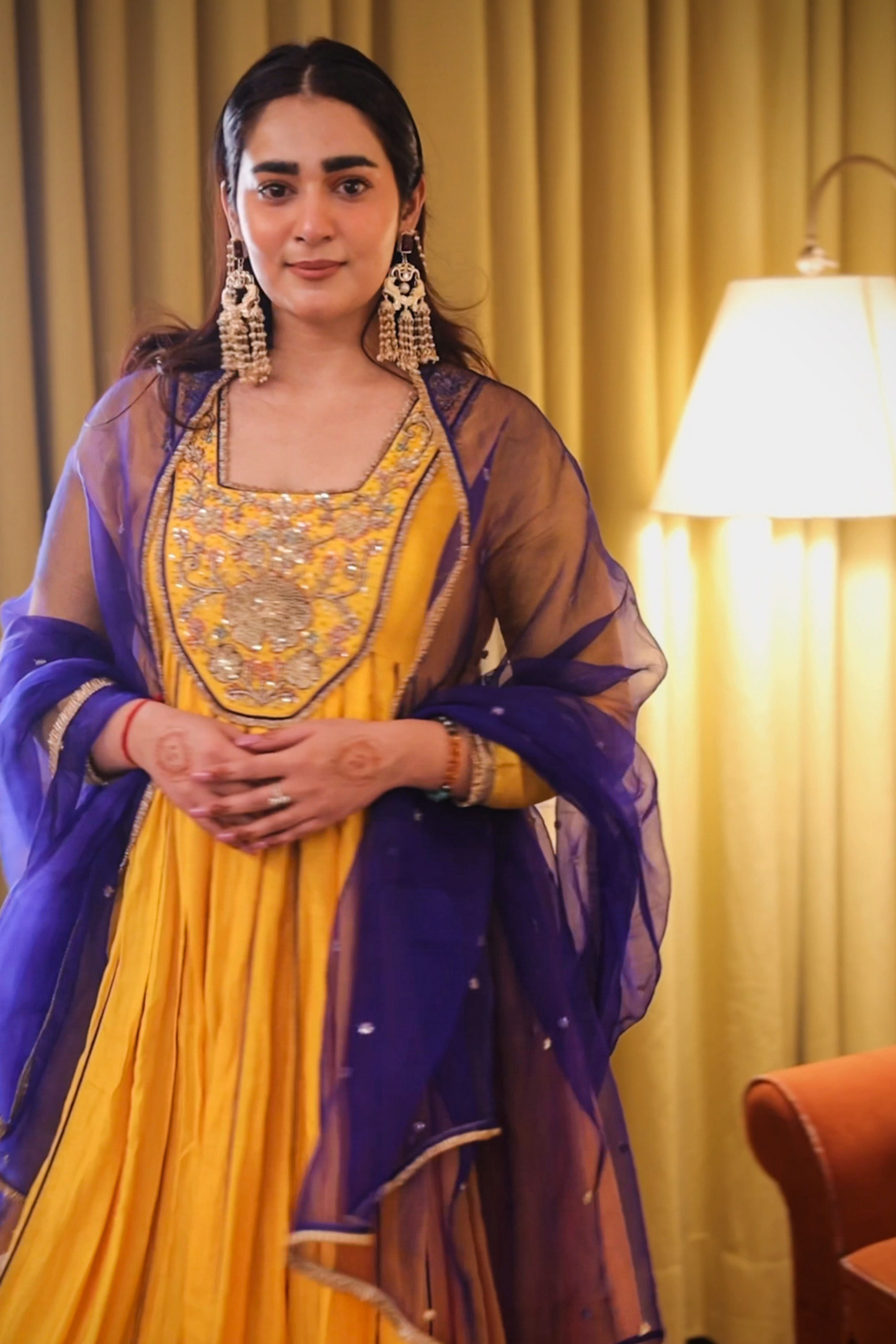 Amaltas Yellow Embroidered Anarkali Set