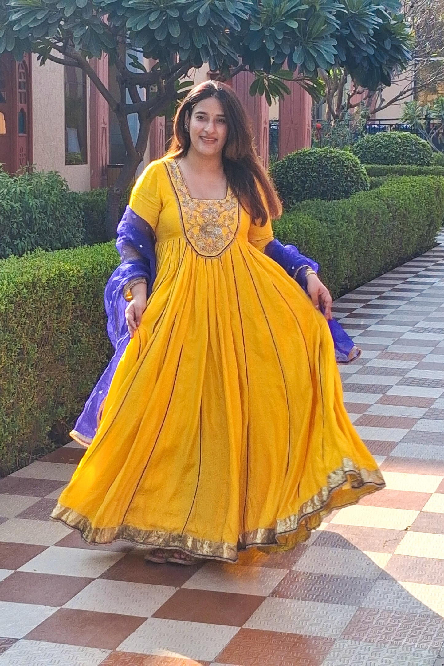 Amaltas Yellow Embroidered Anarkali Set