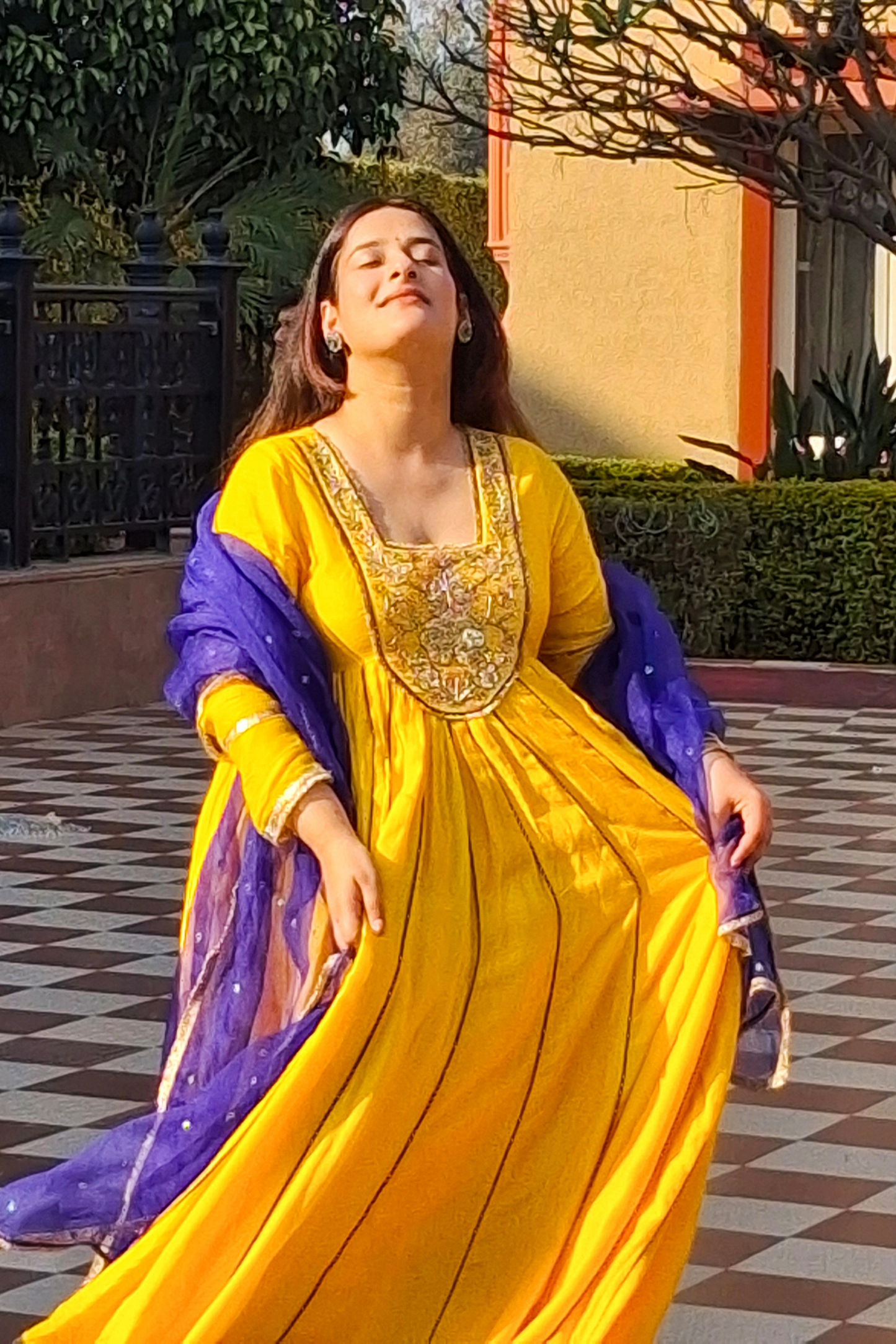 Amaltas Yellow Embroidered Anarkali Set