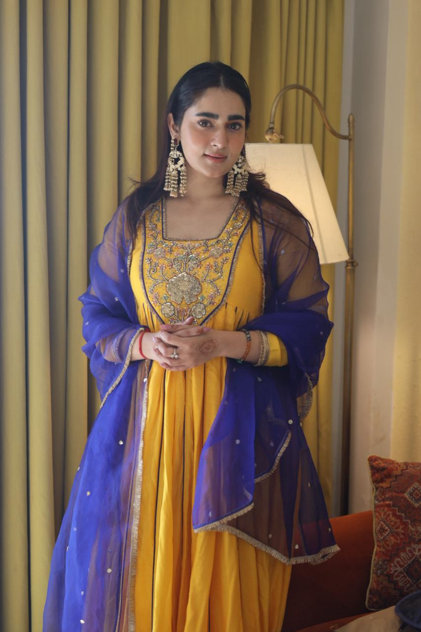 Amaltas Yellow Embroidered Anarkali Set