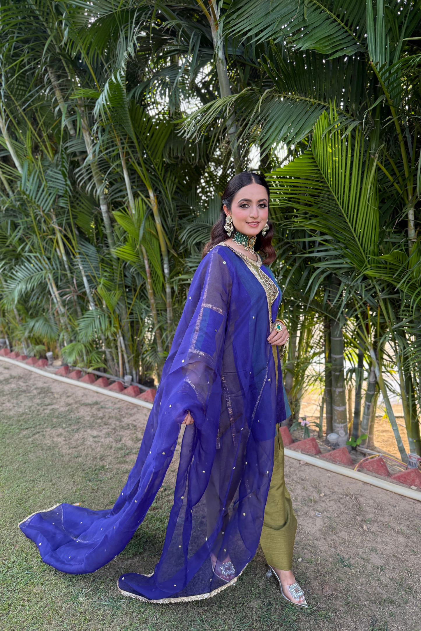 Rangpankh Olive Silk Embroidered Kurta Set