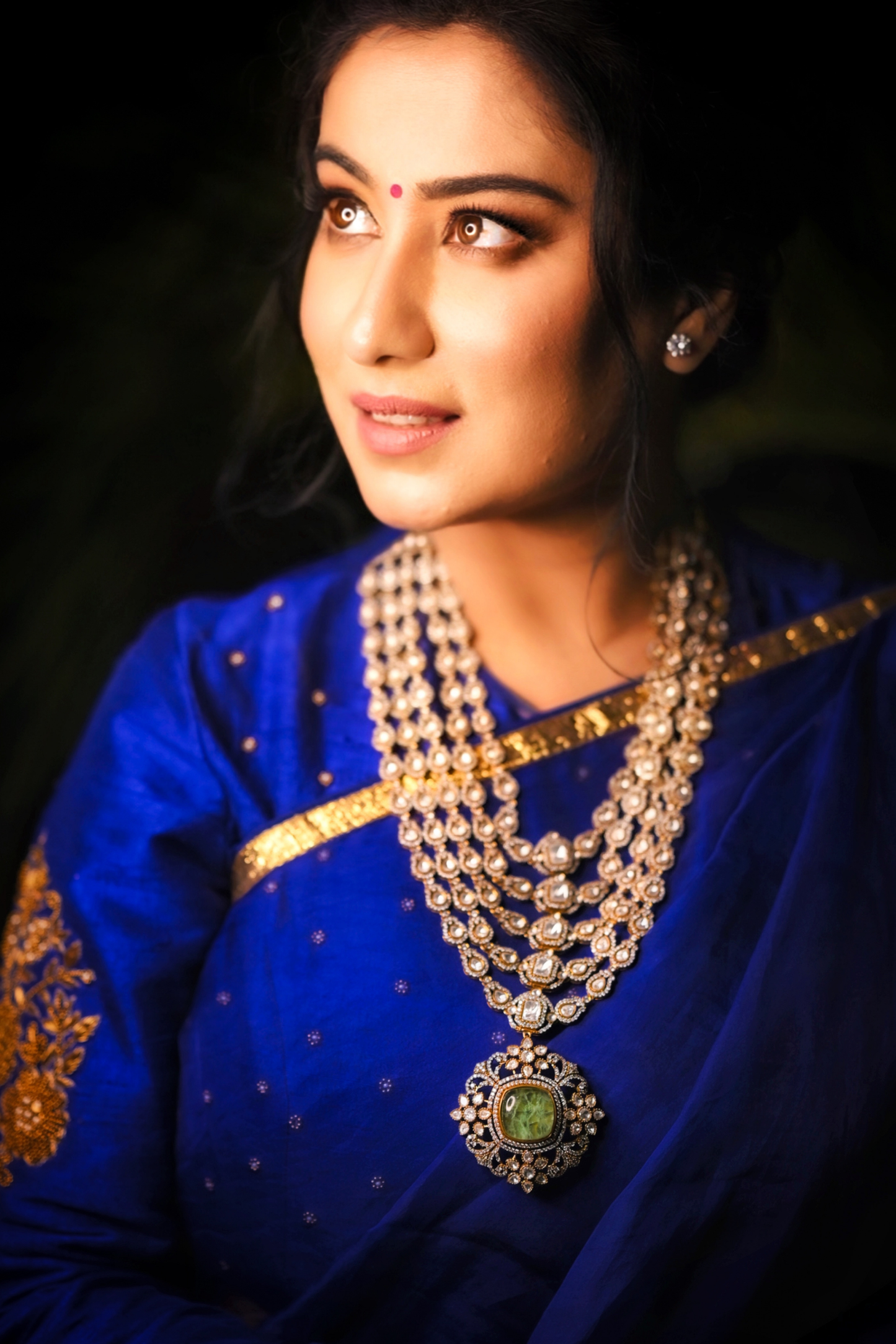 Neeltara Magnetic Blue Embroidered Saree Set