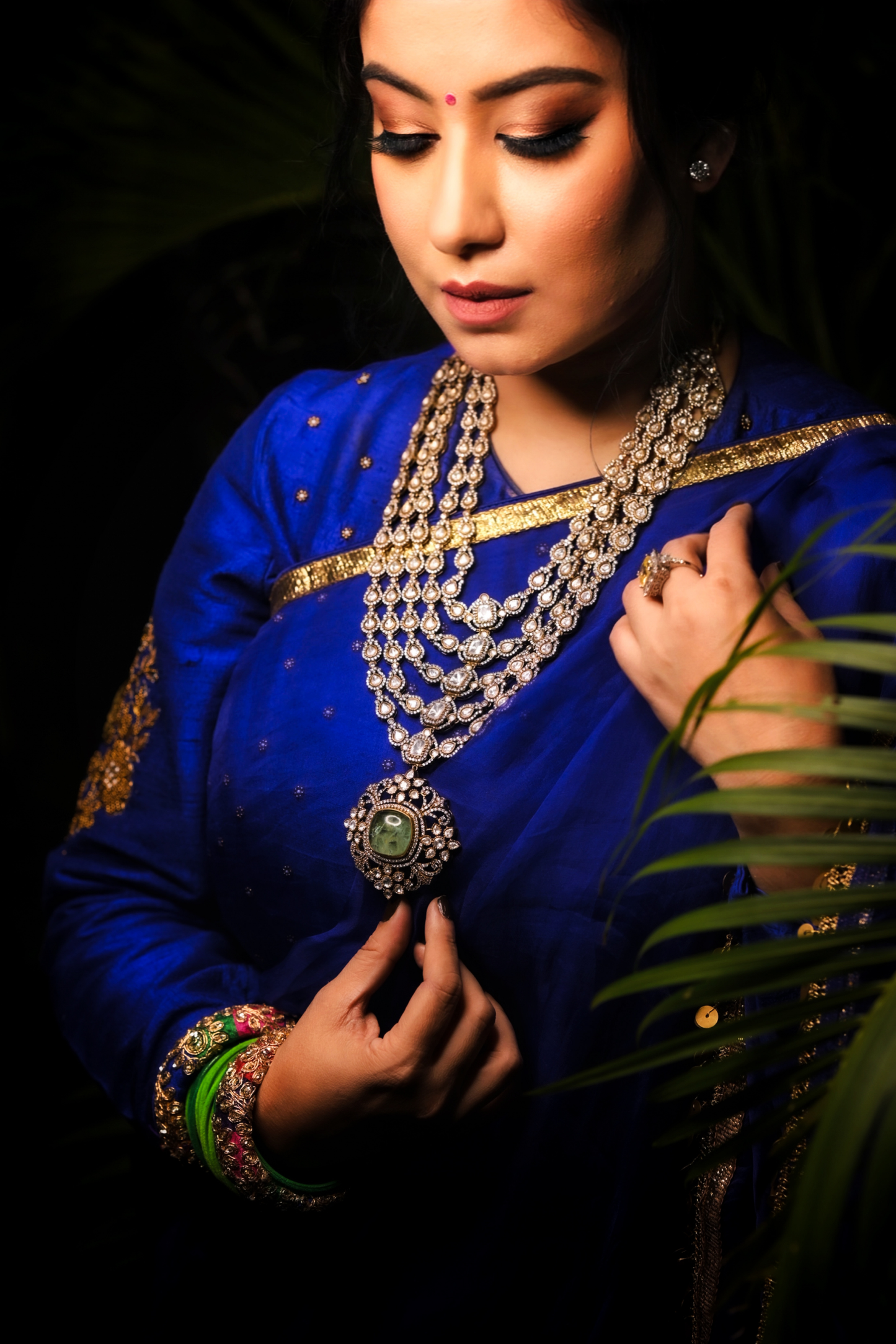 Neeltara Magnetic Blue Embroidered Saree Set