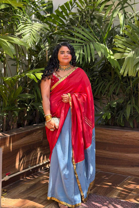 Ruhgul Maroon Embroidered Saree Set