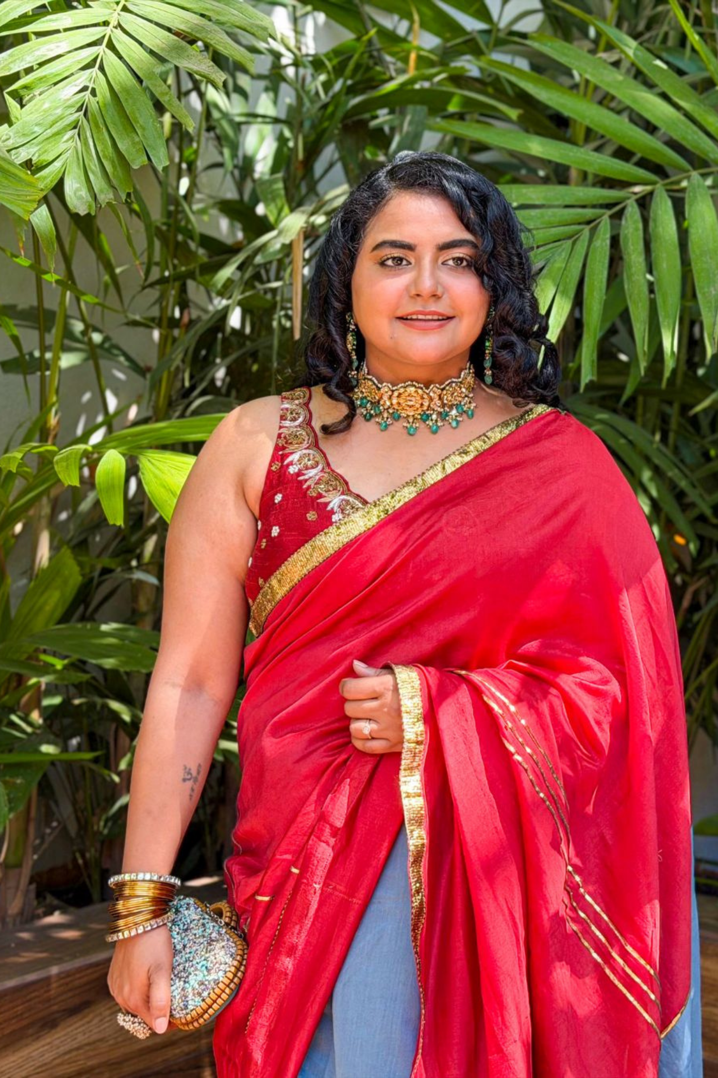 Ruhgul Maroon Embroidered Saree Set