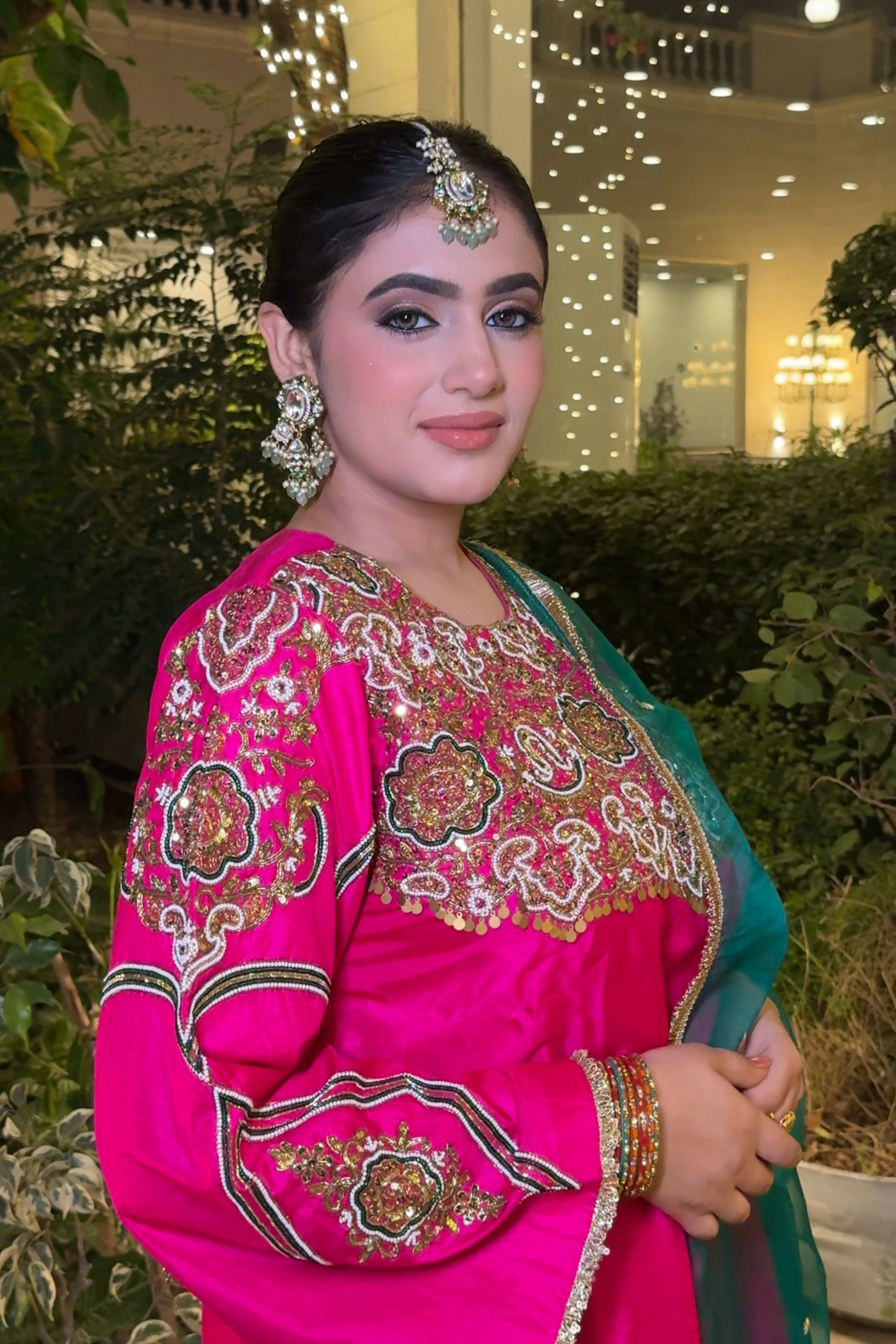 Baagerani Rani Pink Silk Embroidered Kurta Set