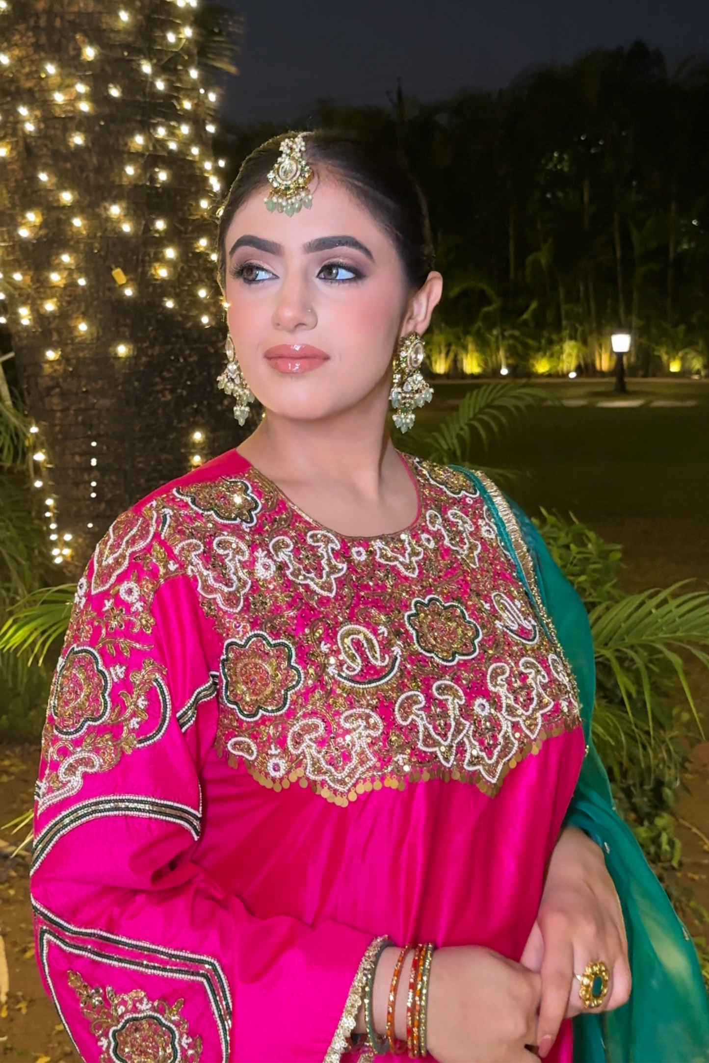 Baagerani Rani Pink Silk Embroidered Kurta Set