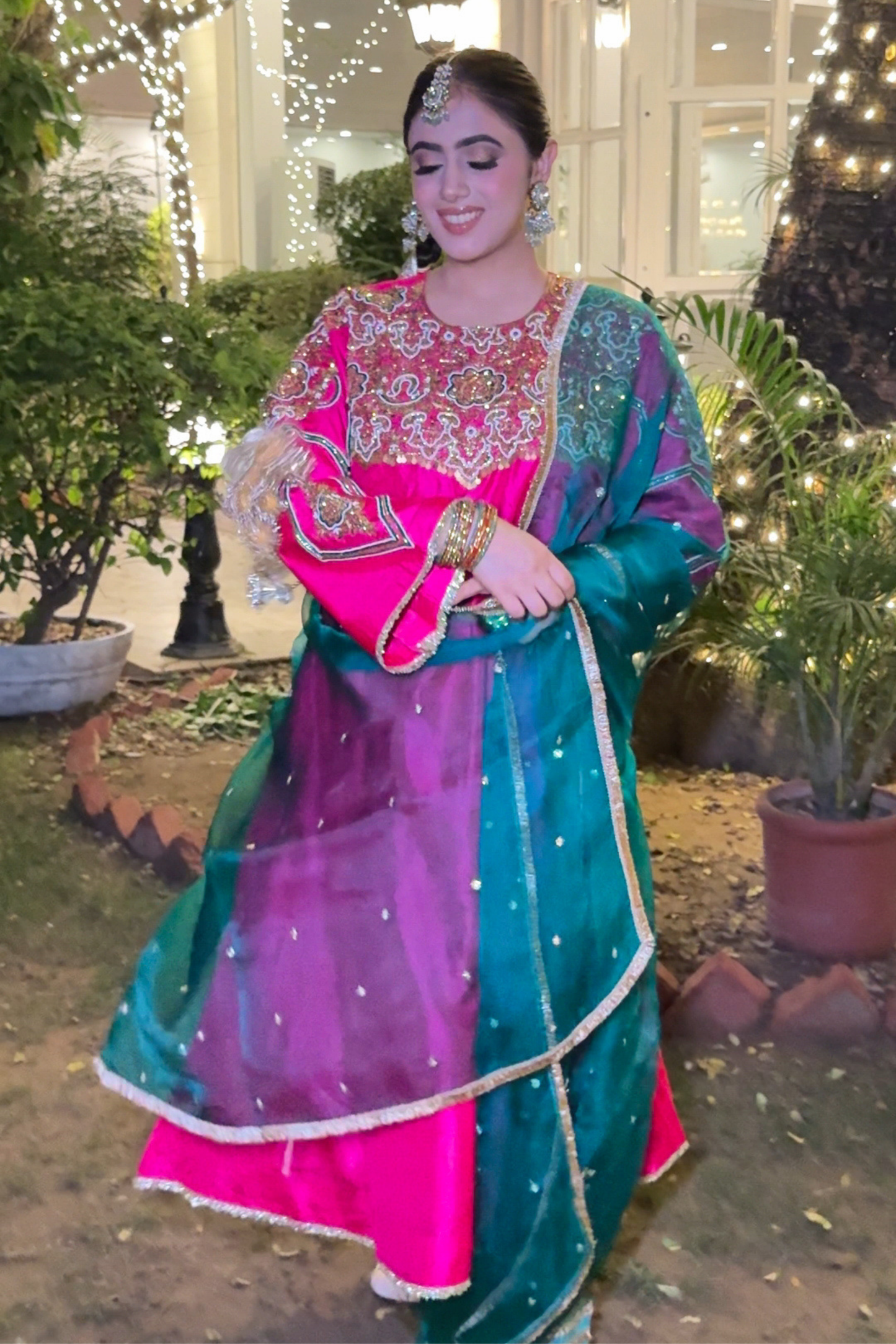 Baagerani Rani Pink Silk Embroidered Kurta Set