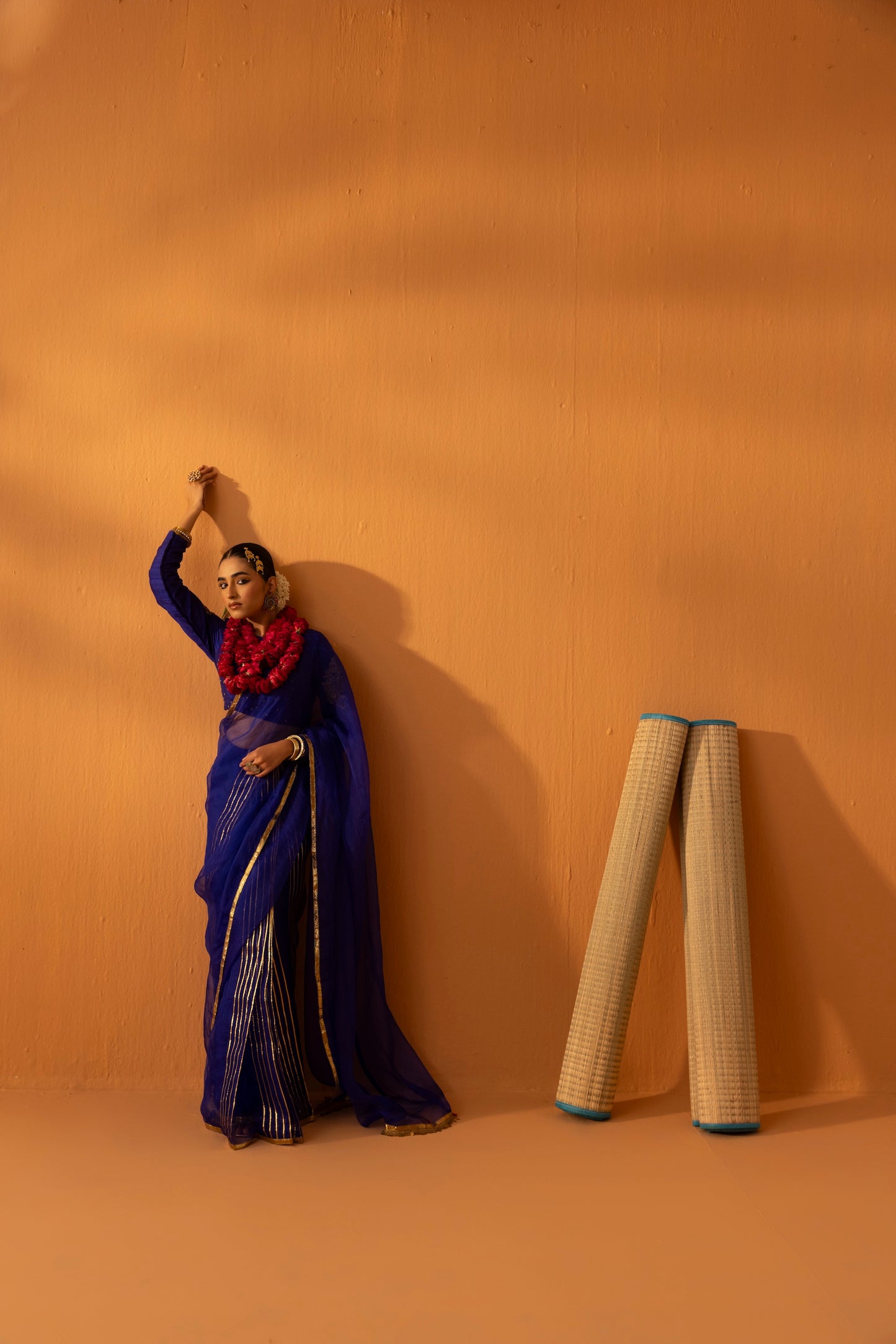 Neeltara Magnetic Blue Embroidered Saree Set