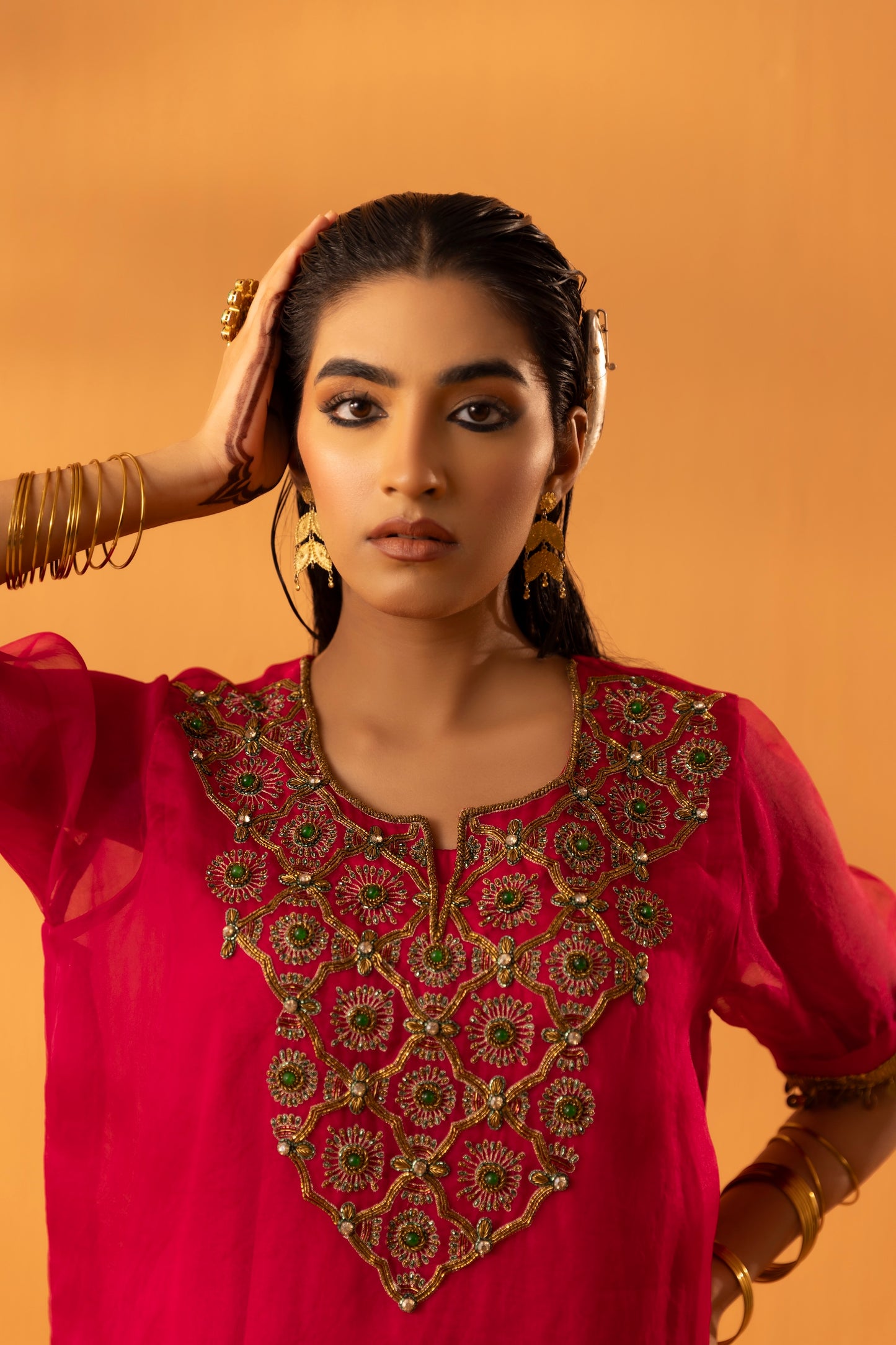 Gulkaar Fuschia Pink Embroidered Kurta Set