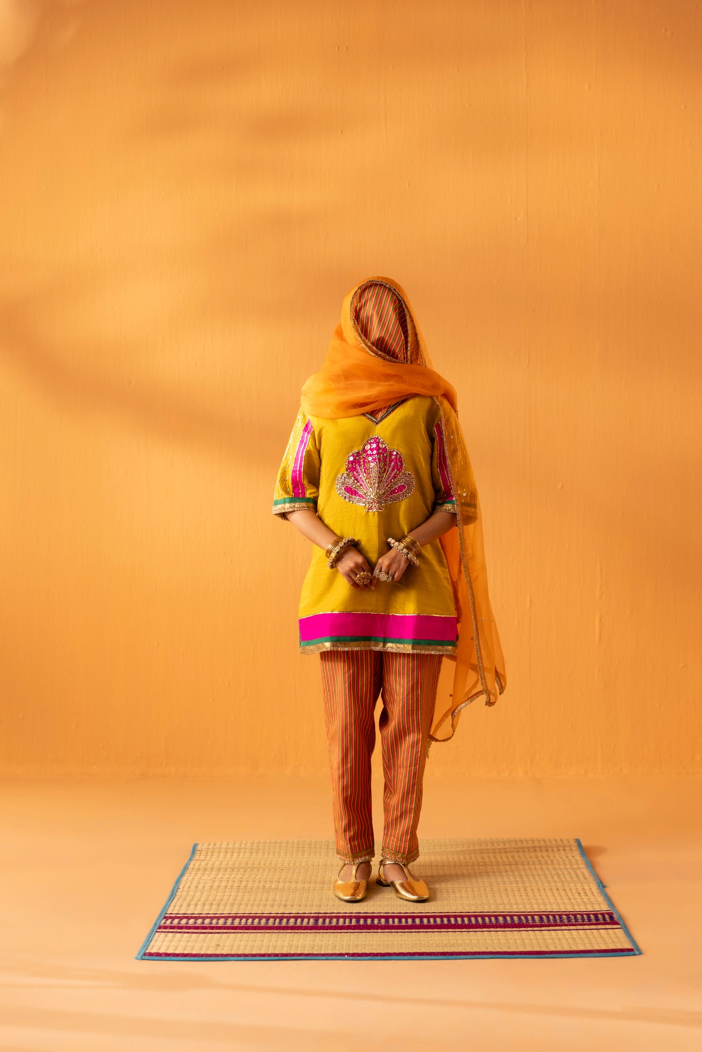Aabha Mustard Yellow Silk Embroidered Kurta Set