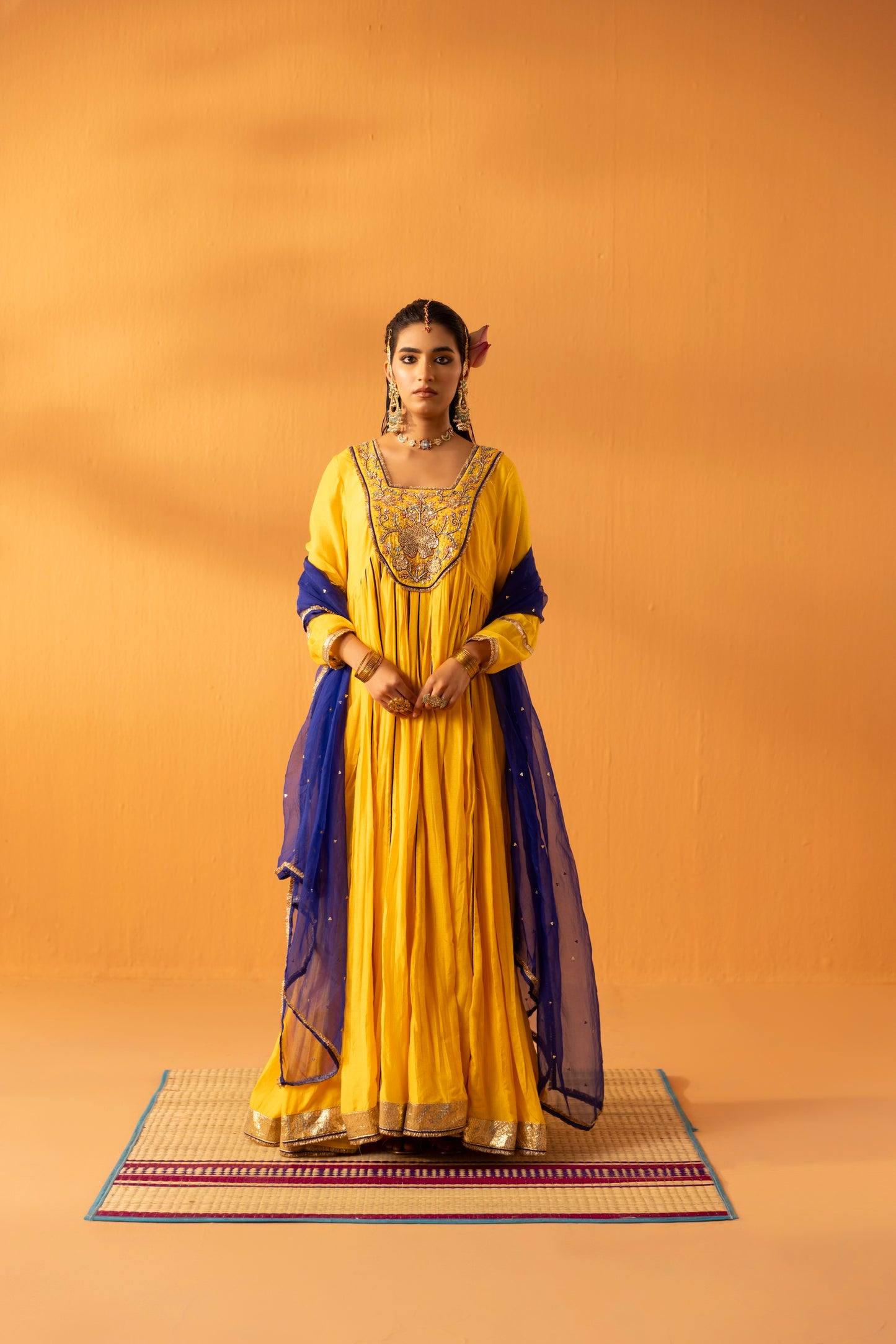 Amaltas Yellow Embroidered Anarkali Set