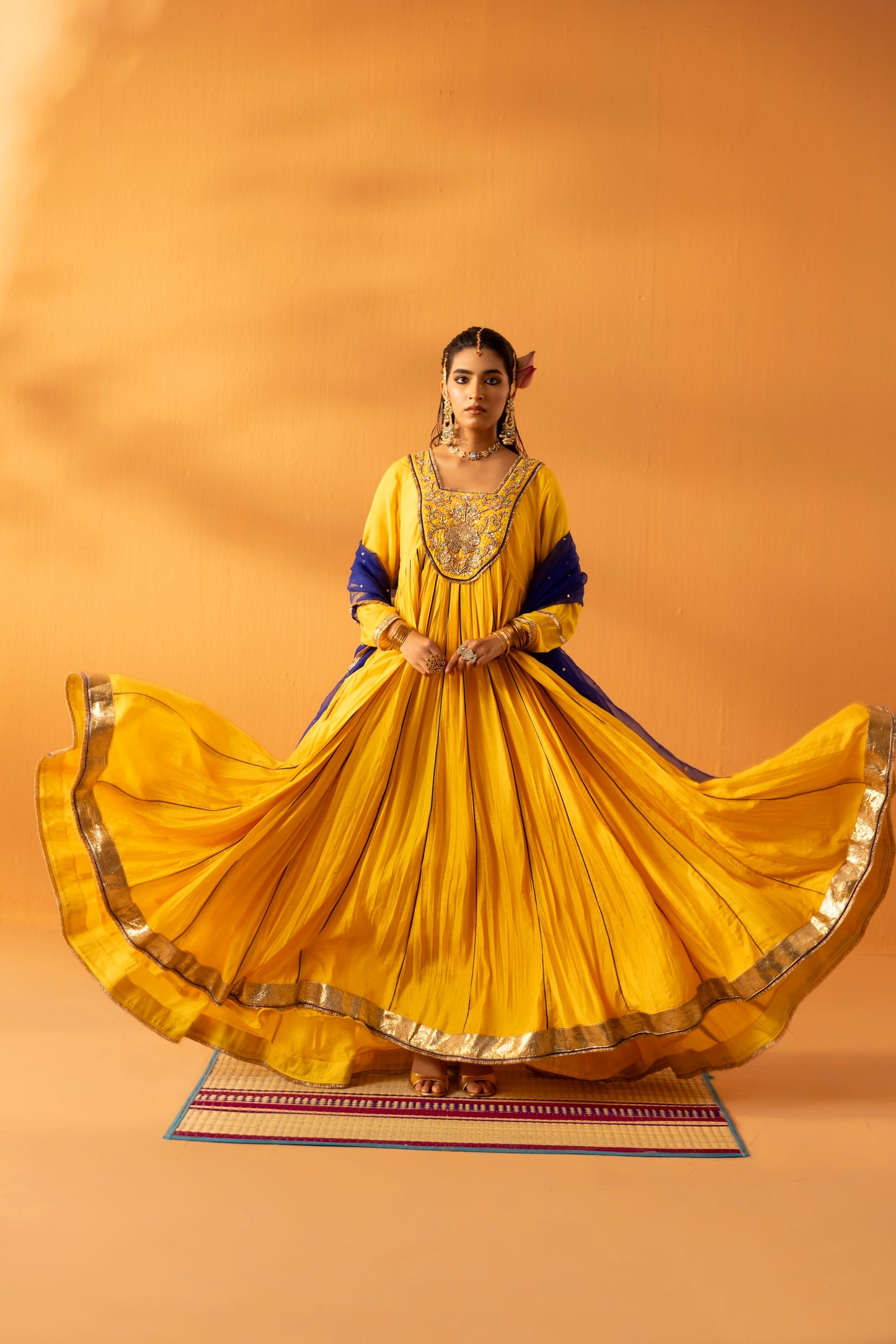 Amaltas Yellow Embroidered Anarkali Set