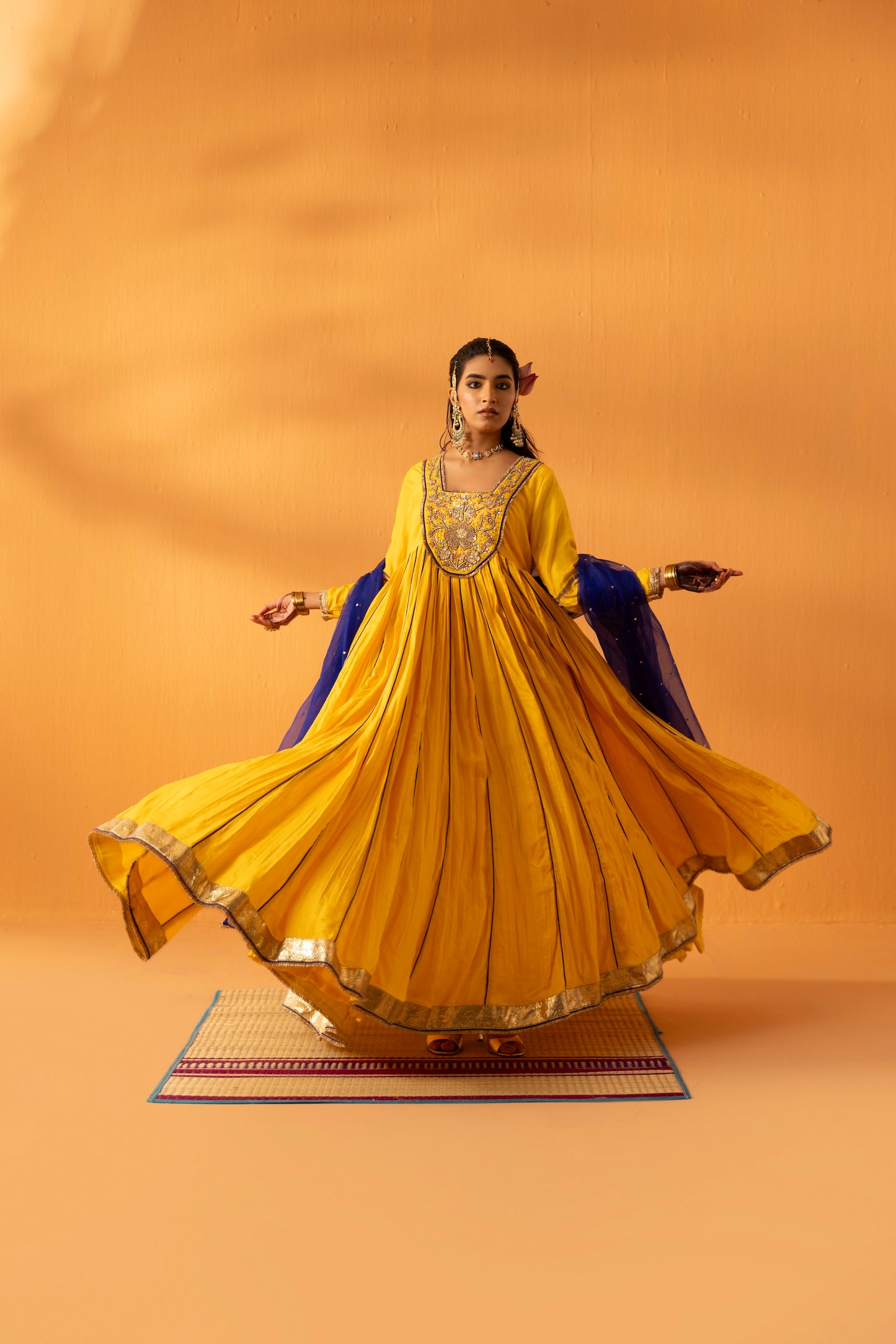 Amaltas Yellow Embroidered Anarkali Set