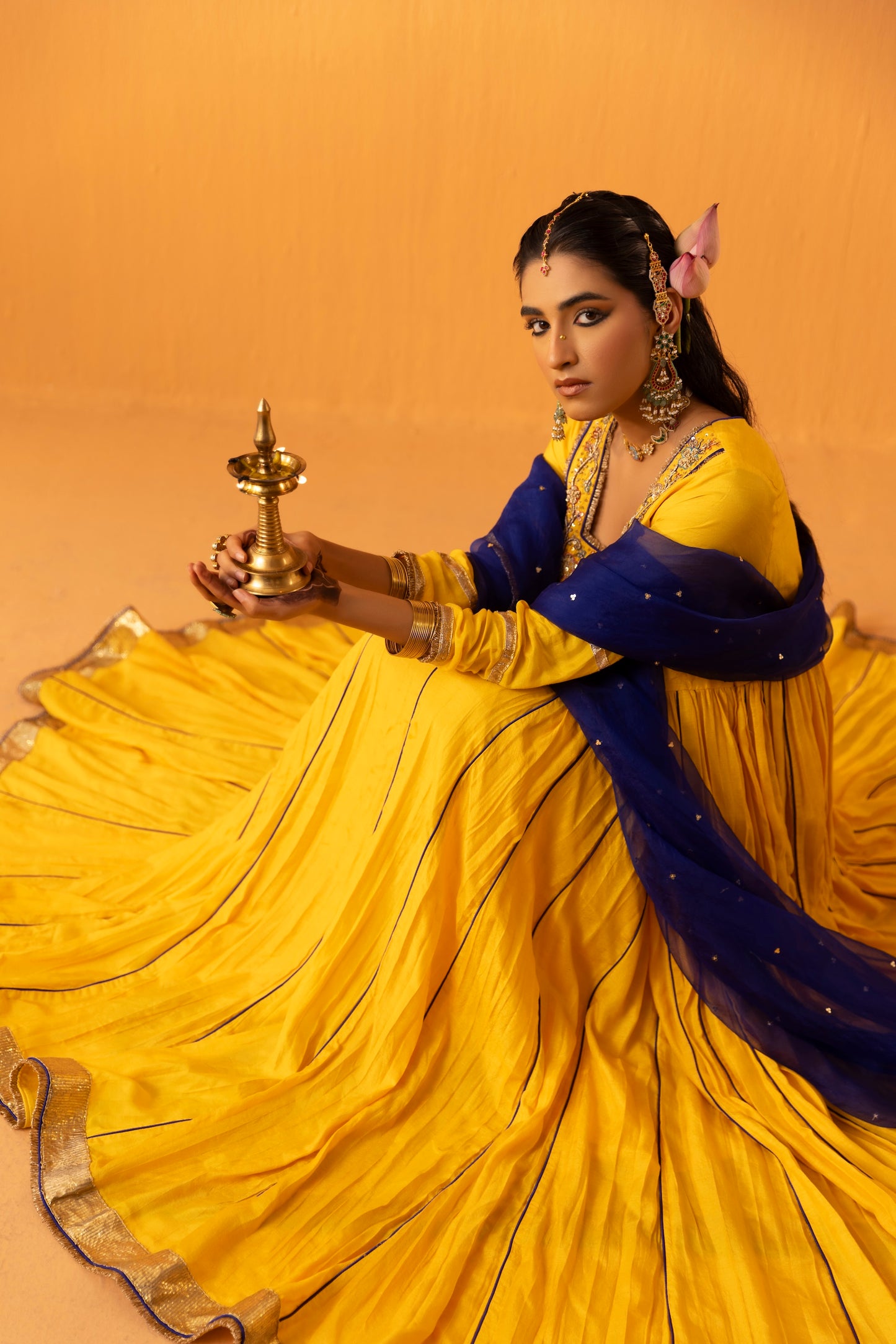 Amaltas Yellow Embroidered Anarkali Set