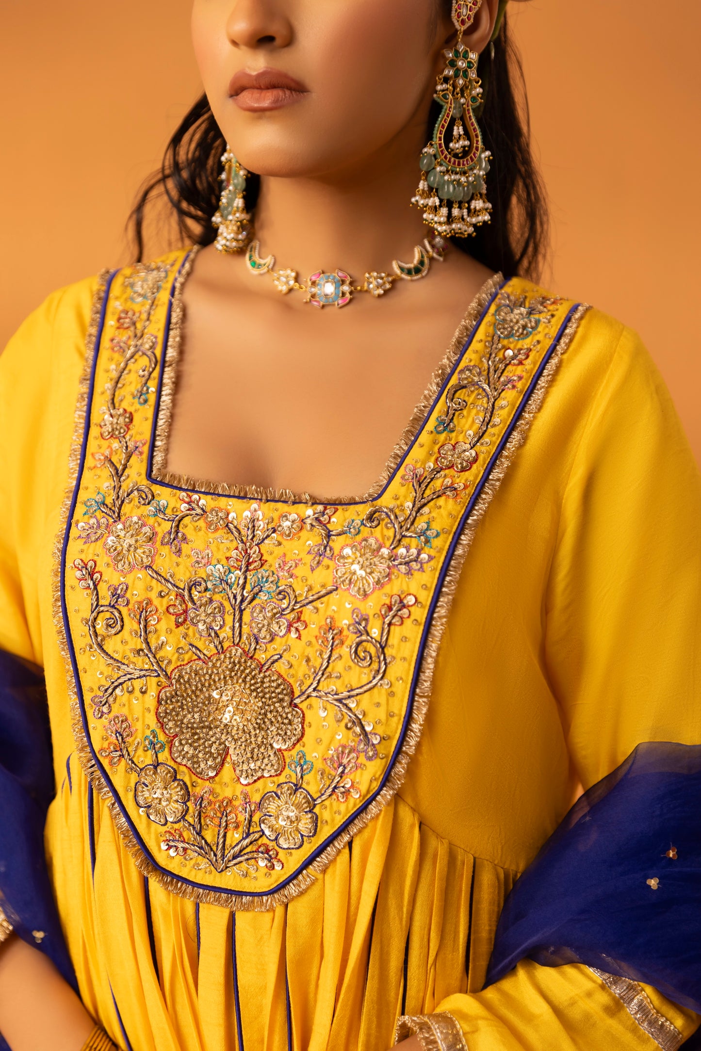 Amaltas Yellow Embroidered Anarkali Set