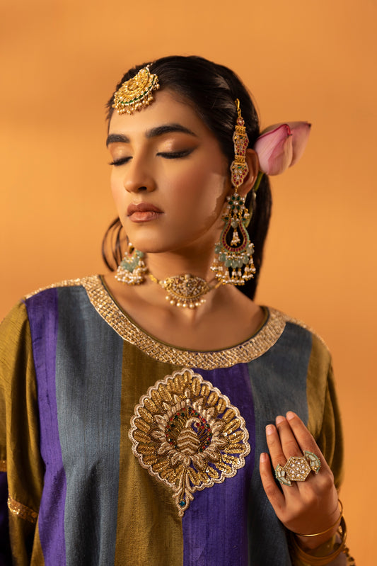 Rangpankh Olive Silk Embroidered Kurta Set